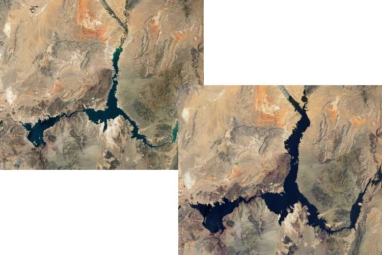 ภาพถ่ายของ NASA แสดงให้เห็นการหดตัวของทะเลสาบ Mead